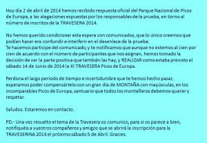 Travesera Picos Europa 2014 confirma carrera